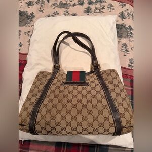 Medium Gucci Beige and Brown Monogram Shoulder Bag